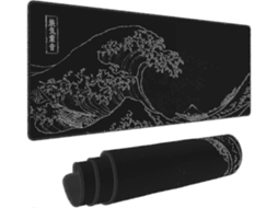 Mousepad Grande E Alongado Estilo Anime, Preto, Com A Pintura A Grande Onda De Kanagawa, Para Jogos. Tamanho Xxl . Olysi Shop (n)