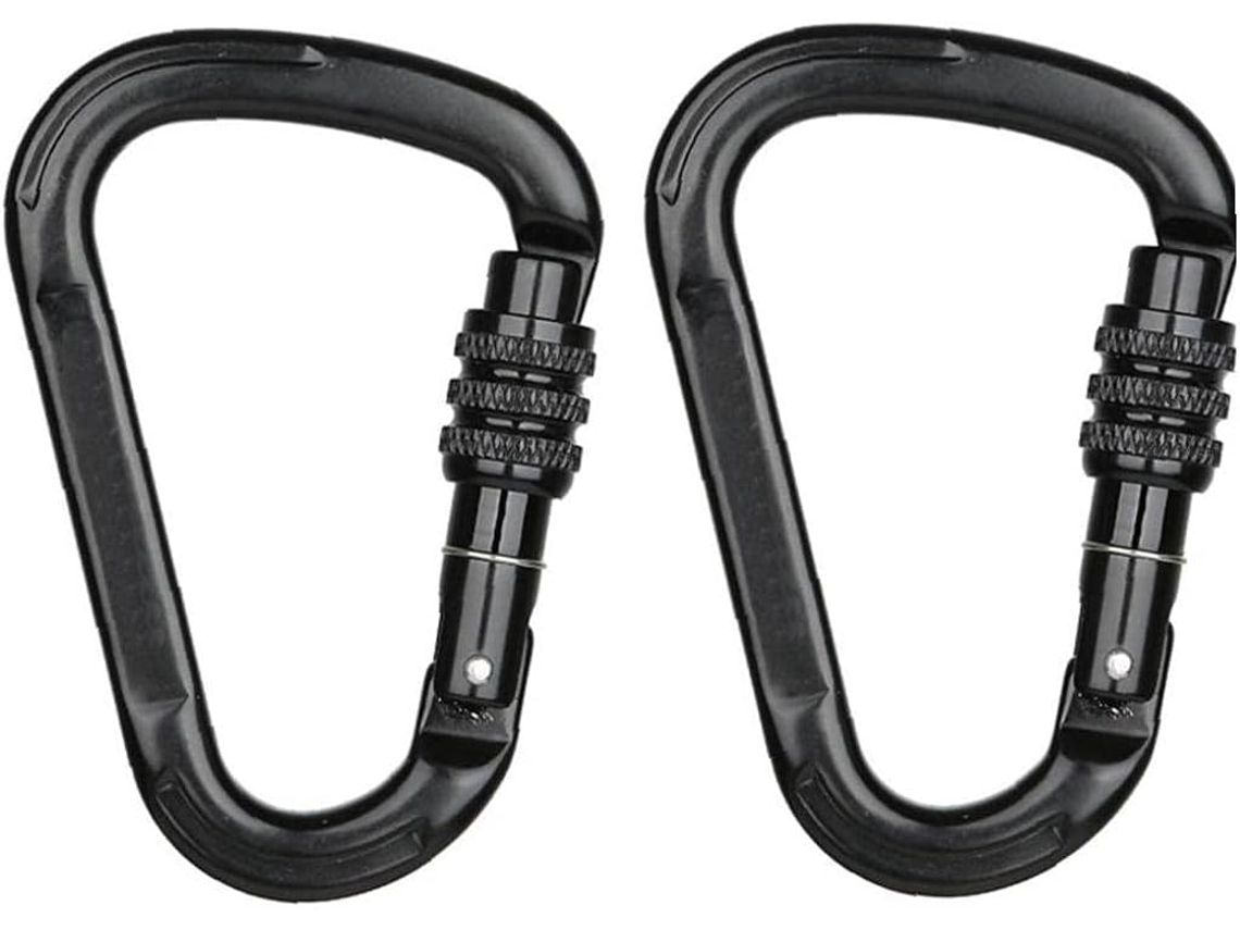 Conjunto De 2 Mosquetões Travamento Leves E Resistentes 25 Kn,