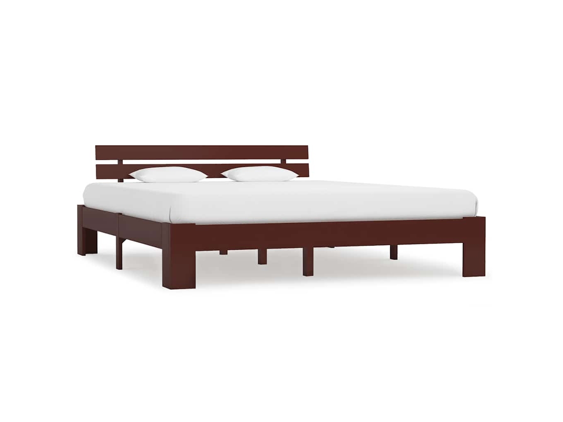 Vidaxl Estrutura De Cama 160x200 Cm Pinho Maciço Castanho-escuro