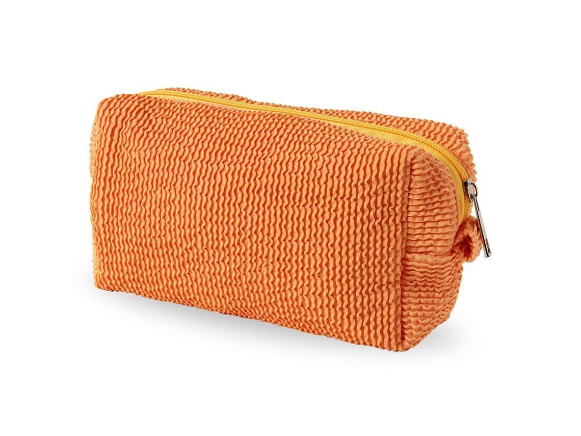 2026-bolso De Maquillaje De Color Sólido Versátil Naranja Con Cremallera De Metal Y Gran Capacidad