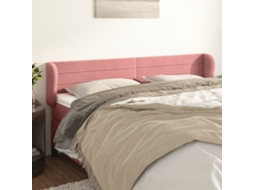 Vidaxl Cabeceira De Cama C/ Abas Veludo 203x23x78/88 Cm Rosa