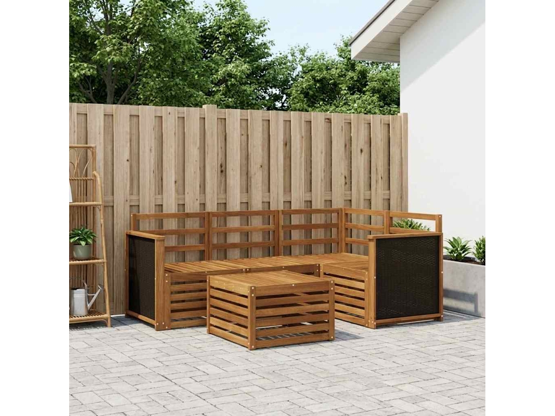 Vidaxl Conjunto De Sofás Para Exterior 5 Unid. Natural Poliéster