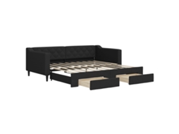 Sofá cama MAISON EXCLUSIVE 90x190 cm com gavetão e gavetas tecido preto