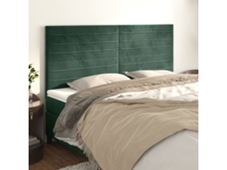 Cabecero de terciopelo de 4 piezas 80x5x78/88 cm verde oscuro