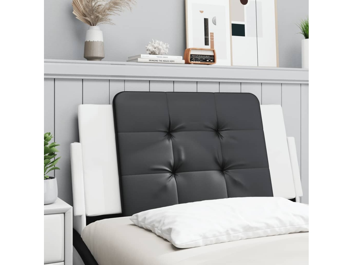 Vidaxl Almofadão De Cabeceira Zadar 100 Cm Couro Artificial Preto E Branco