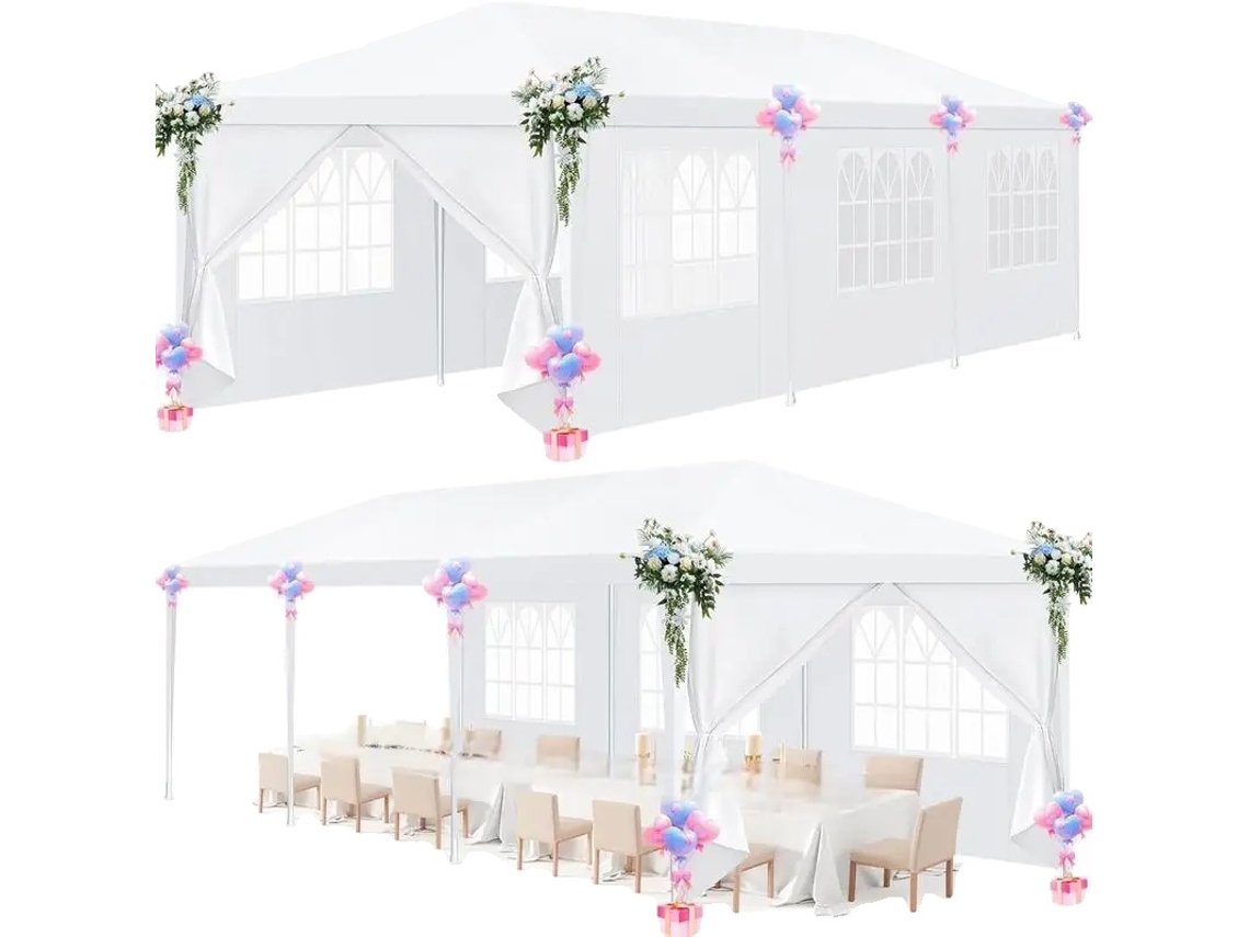 Gazebo, toldo impermeável, fácil montagem, branco 3x9m OEM