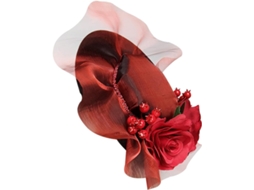 Cartola Vermelha Com Detalhes Rosa Para Mulheres, Leve, Em Lã, Estilo Elegante, Ideal Para Festas.