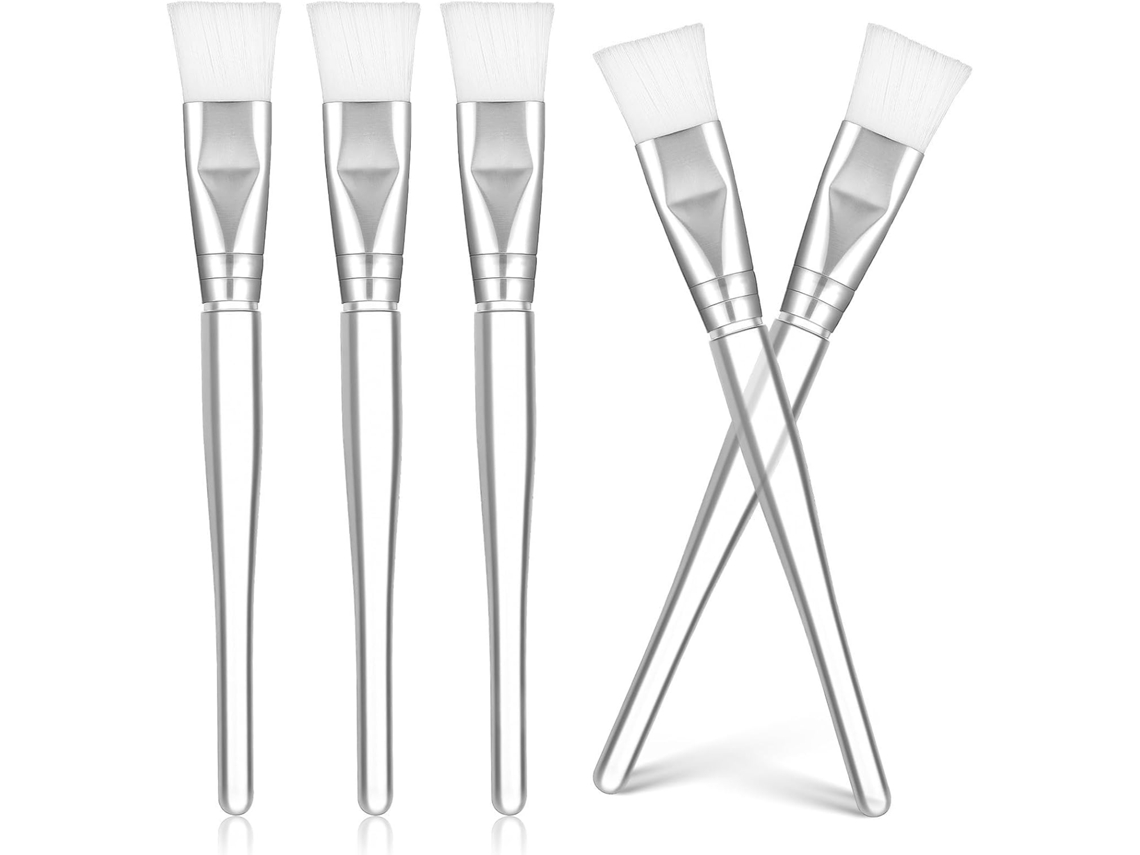 Conjunto De 5 Pincéis Aplicadores De Máscara Facial Em Nylon Com Cabos Transparentes E Macios.