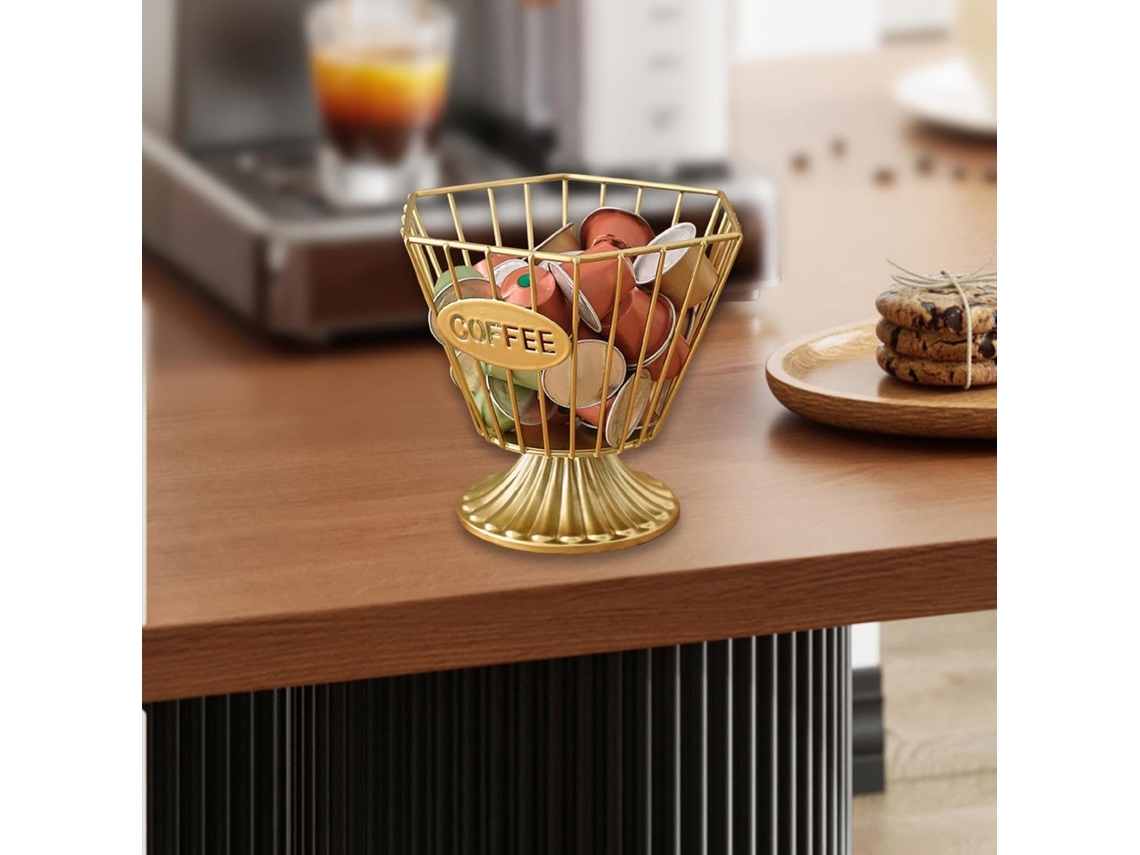 Porta-cápsulas De Café, Acessórios Para Cesto Portátil E Resistente Cápsulas Suporte Mesa, Dourado.