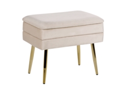 Banco Tapizado Con Almacenaje Beliani Odessa De Terciopelo Beige 49x34x42