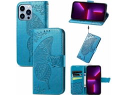 Capa Padrão Borboleta Portacartões para iPhone 13 Pro Max HONGWE. Pele Sintética Anti-Choque Magnética Multicor