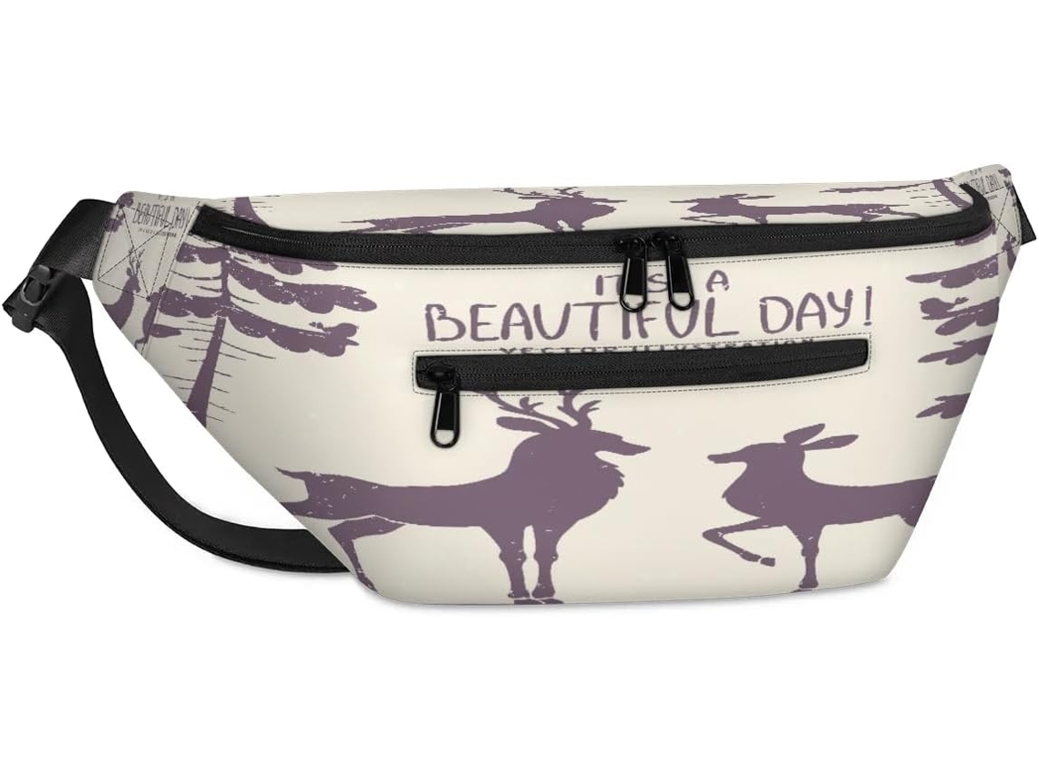 Bolsa de Ombro Tropicallife com Estampa Pinheiros e Veados 38x25x9x19cm Design Impermeável Pa Pinhei
