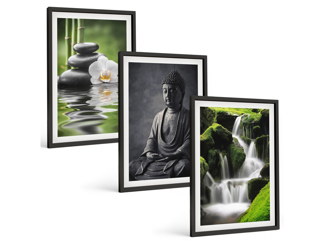 Conjunto De Pinturas Pinturas Relaxantes De Água Zen Espelharte (3 Peças 40x60 Cm)