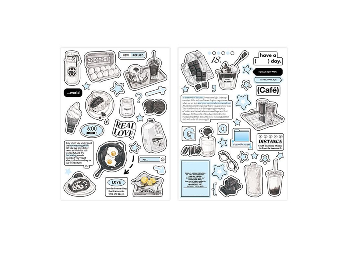 2pcs Adesivos Decorativos de Desenho Cartoon Autoadesivos para Scrapbook Journal Album Craft Presentes Garrafa de Água | S/MARCA