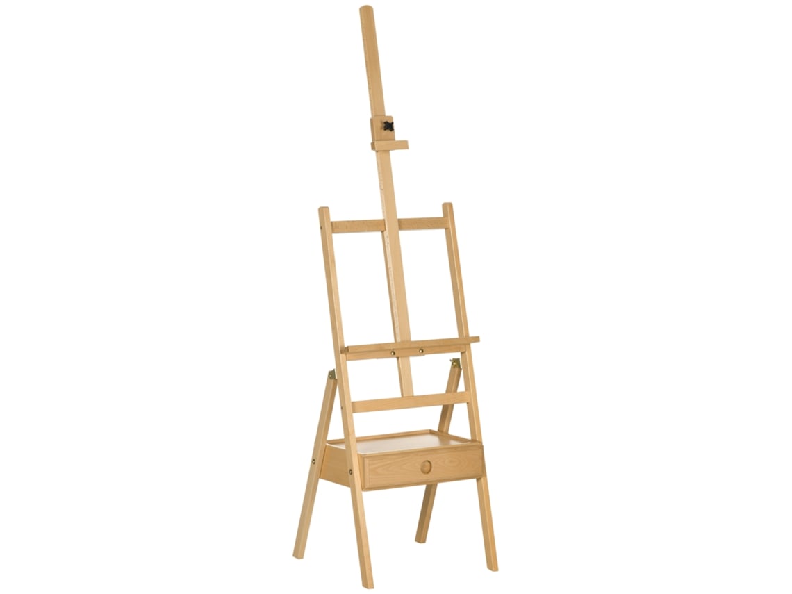 Cavalete de Pintura Madeira de Faia Cor Cor de Madeira Natural 43,5x43x150-190 Cm Vinsetto