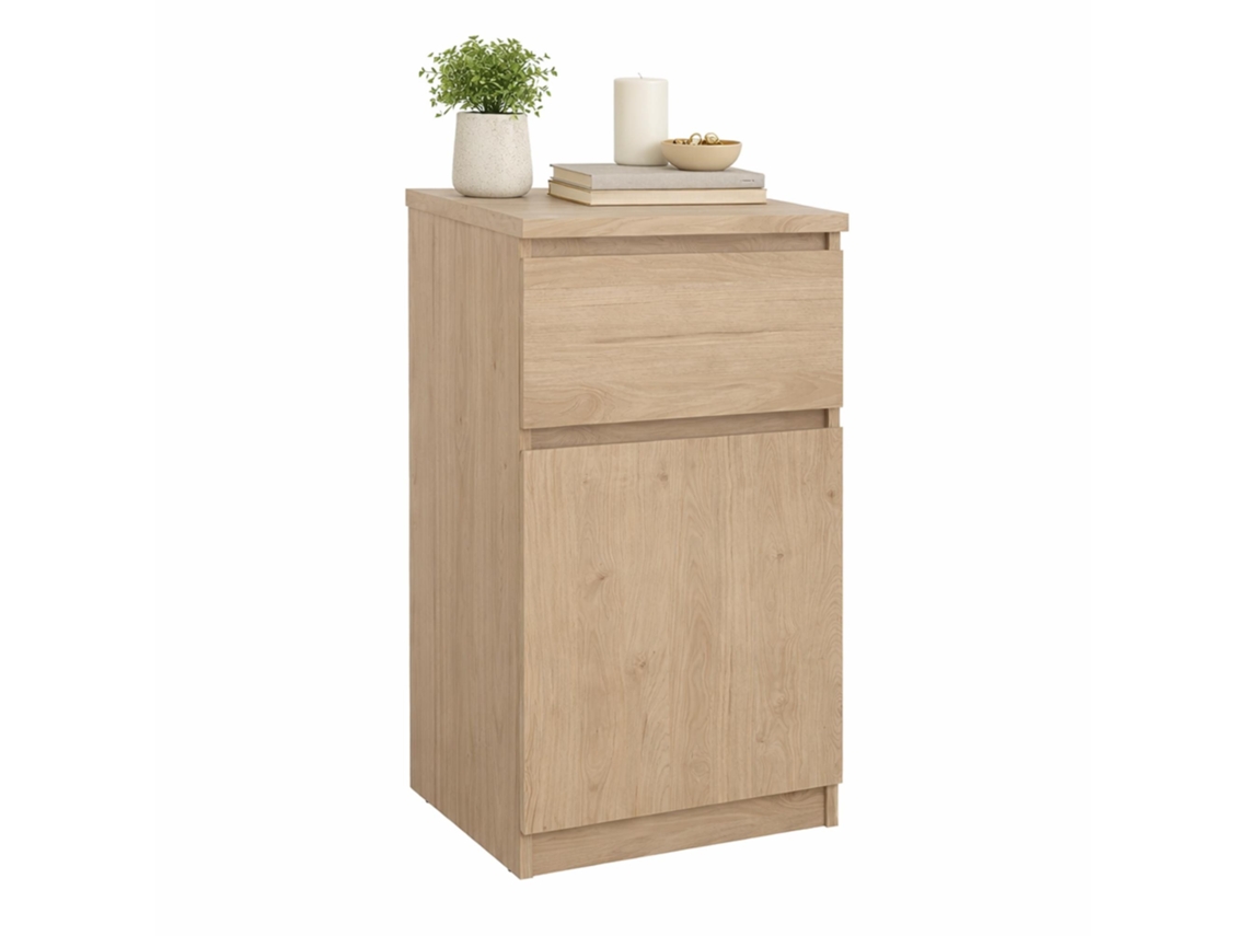Cabeceira de mesa Sil Oak com 1 gaveta e 1 porta, cor Jackson Hickory