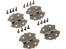 Conjunto De 4 Dobradiças Planas + 16 Parafusos Em Formato Renda, Bronze Antigo, 29x 31mm, 4 Furos, Para Móveis, Baú