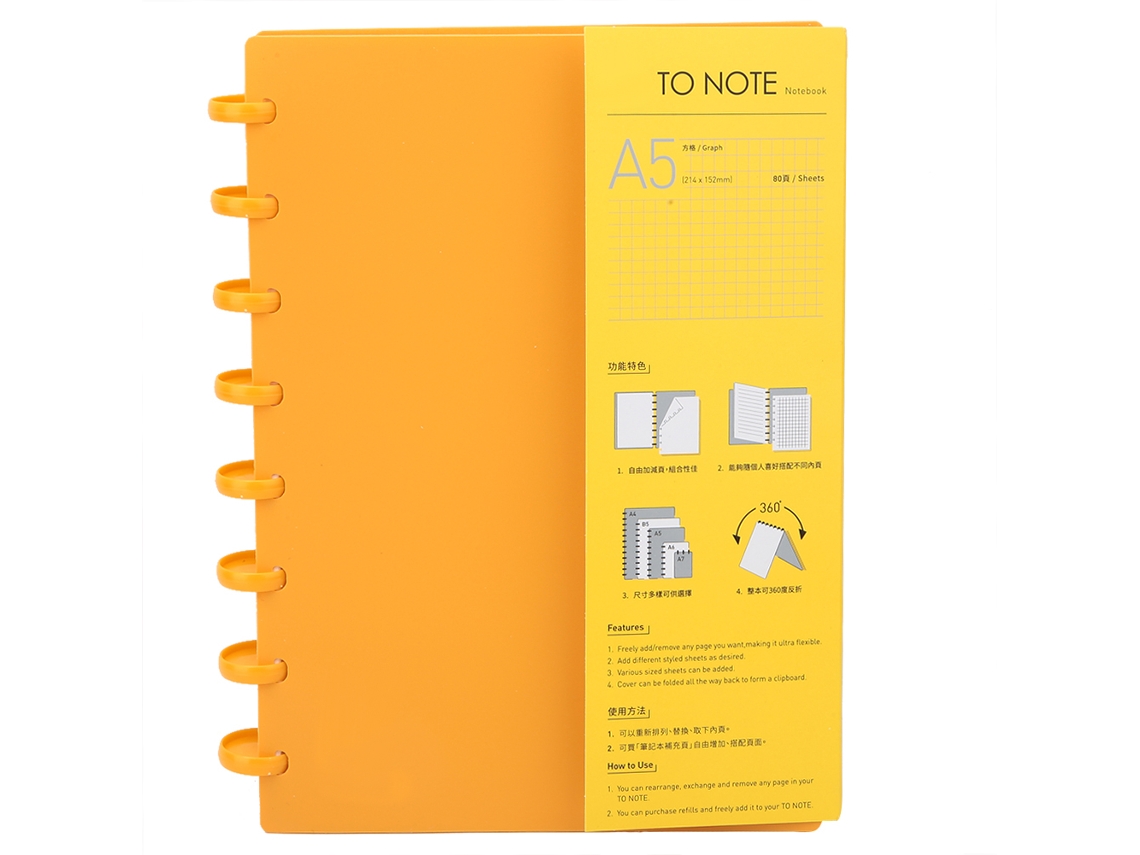 Caderno A5 Laranja Recarregável Escola
