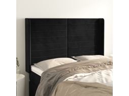 Cabecero con Alas de Terciopelo 147x16x118/128 cm Negro
