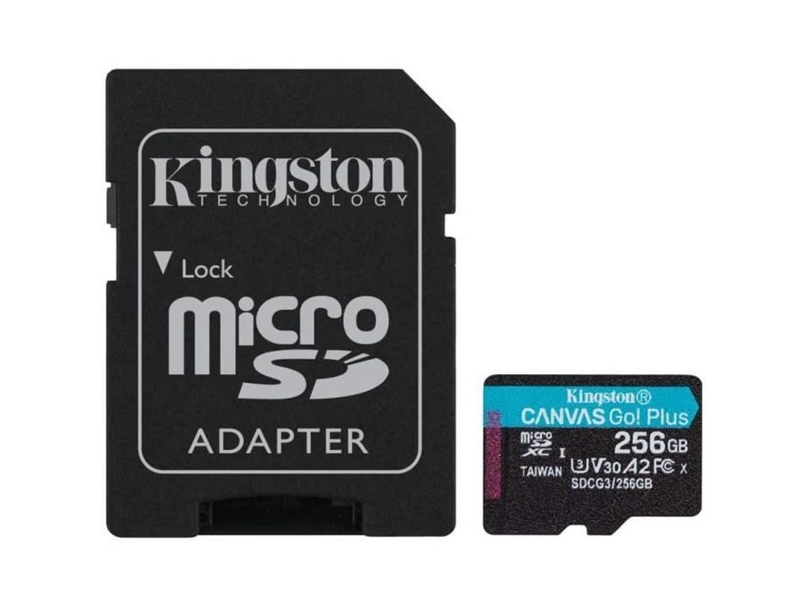 Kingston Sdcg3256gb Cartão De Memória Microsd 256gb Microsdxc Canvas Go Plus 170r A2 U3 V30 Com Adaptador Sd 61