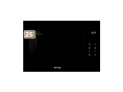 Evvo Micro-ondas Integrável Mi45 Glass Black, 25l, Grill 1200w, 8 Funções, Multifunção, Temporizador 60 Min, Display Digital, Preto