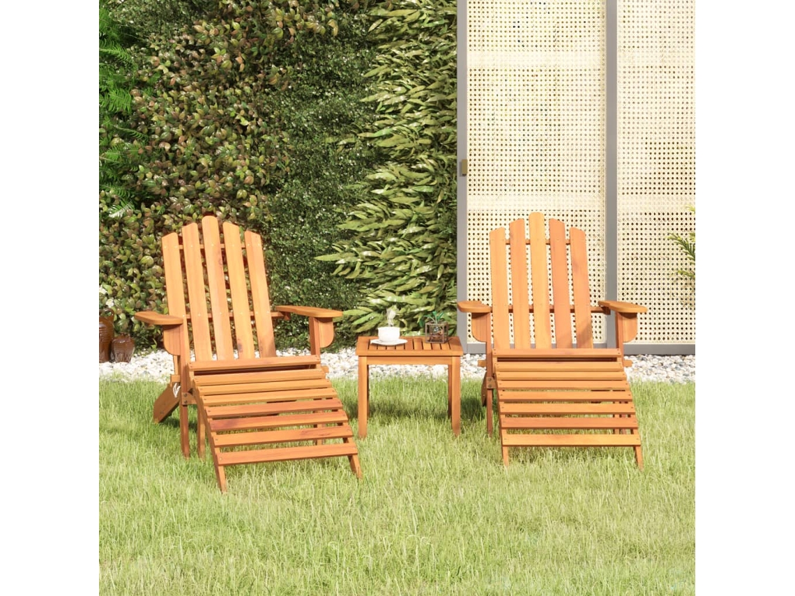 Vidaxl 3 Pcs Conjunto Lounge De Jardim Adirondack Acácia Maciça