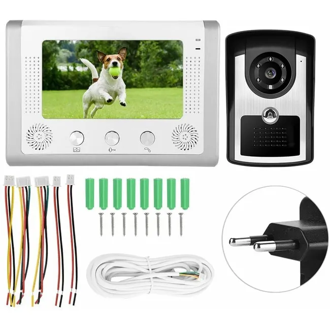 Xvx 7 Polegadas Com Fio À Prova Dágua Vídeo Porteiro Campainha Câmera Infravermelho Monitor Porteiro Telefone 110 240 V Plugue Ue Ehstmind