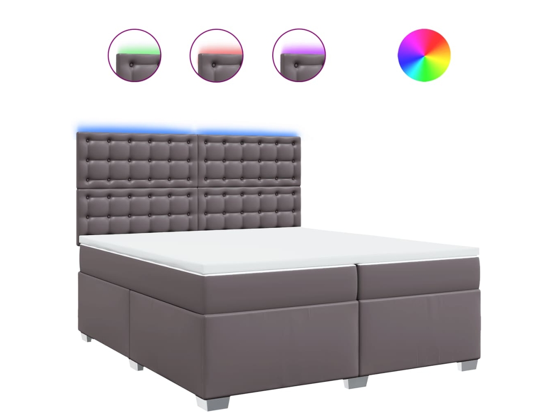 Box Spring Bed, Box Spring Beds Vidaxl Cinzeto Couro Artificial (200 X 200 Cm)
