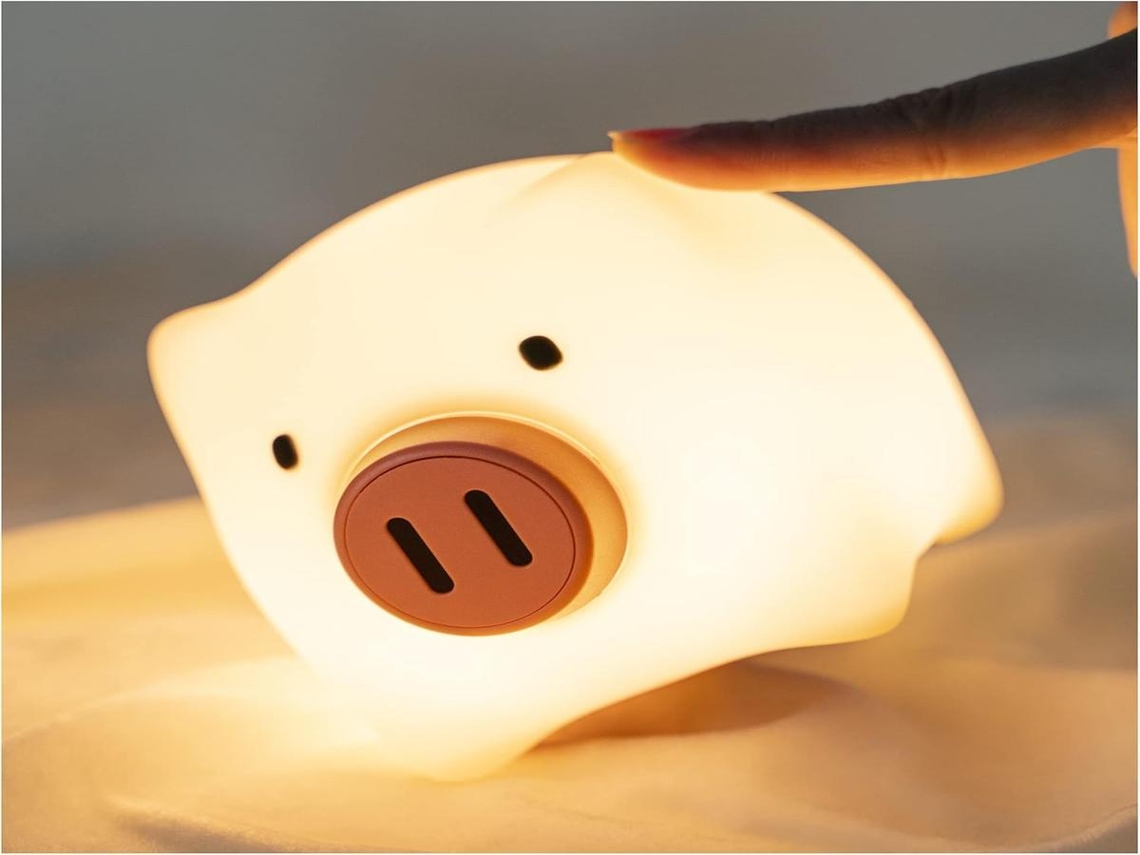 Luz noturna Lurelia em formato de galinha com base de silicone, recarregável via USB, sensor de toque e temporizador para bebês e crianças.