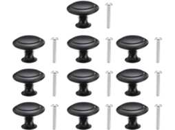 Conjunto De 10 Puxadores Gaveta Nolitoy Em Aço Inoxidável Preto, Formato Cogumelo, Com Parafusos, Para Hotéis E Armários