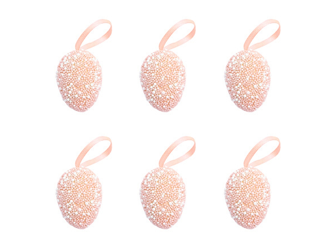 Adorno Ovo Páscoa Natalino Espuma Rosa 3cm 12un