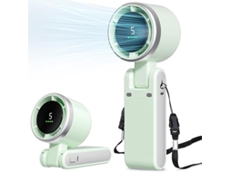Ventilador de Mão Turbo Leve Dobrável, Sem Escovas, 5 Velocidades, Tela Digital, Bateria Interna, Usb, C, Silencioso, Fácil Uso STELASPLEN