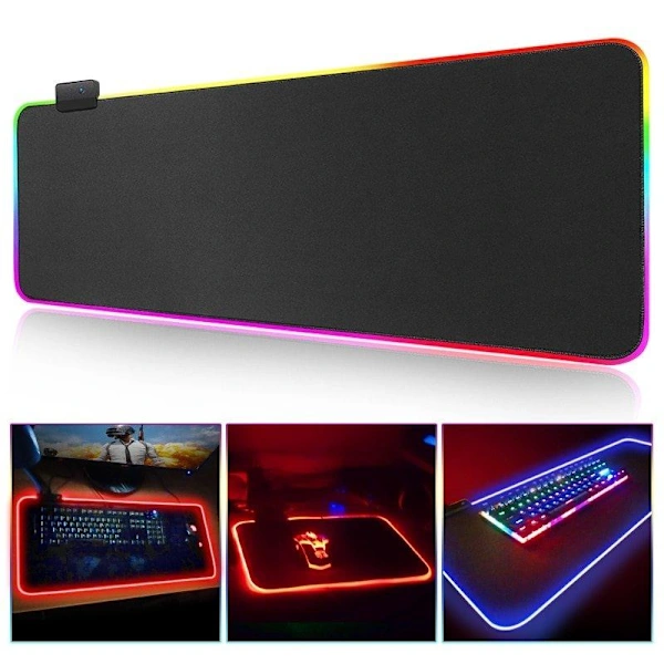Mousepad Para Jogos Com Iluminação Led 80x30cm Rgb Pretoco Brilvibera