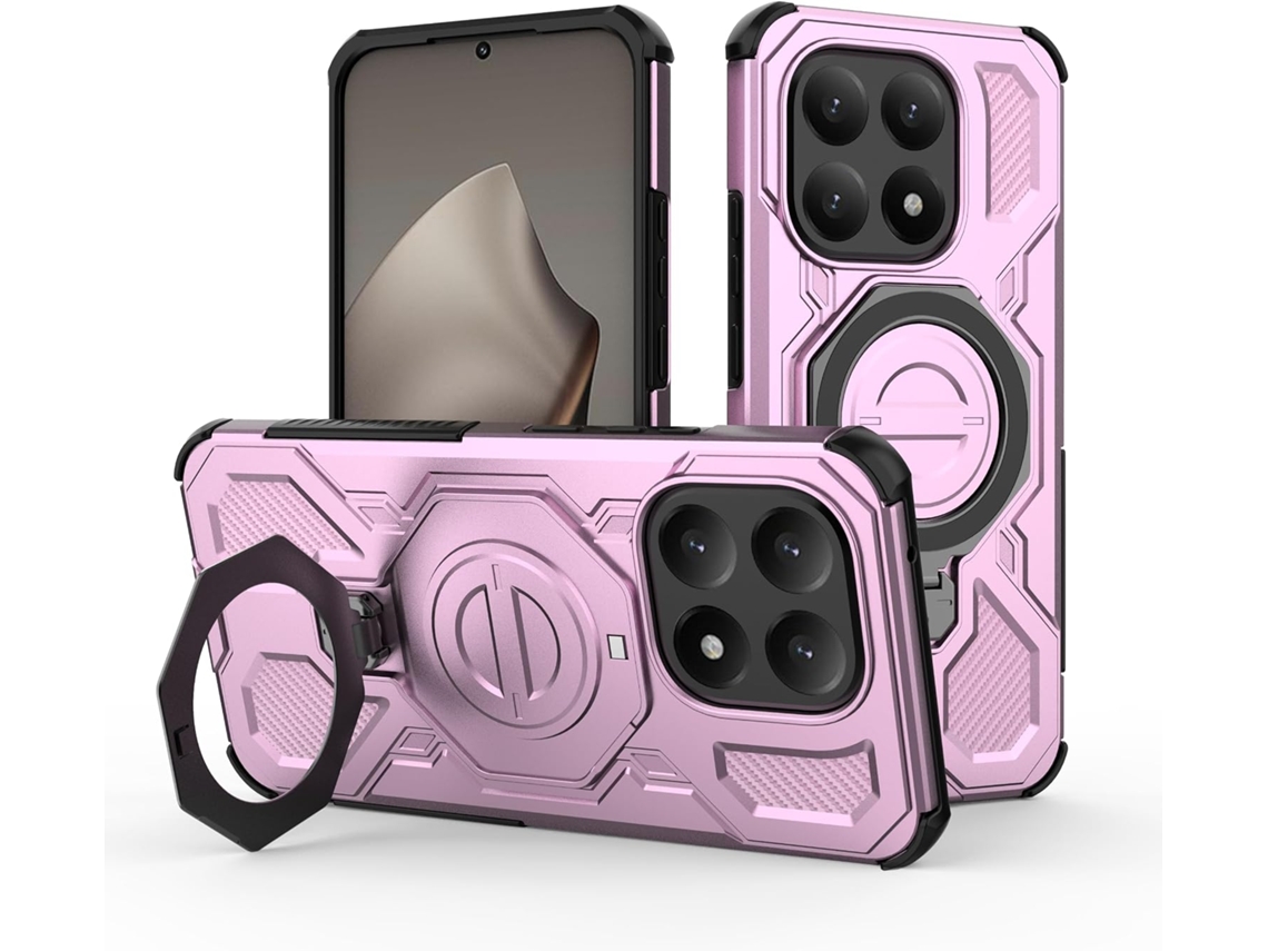 Capa Hexinyigjly Para Xiaomi 15t Pro com Suporte Magnético Rosa