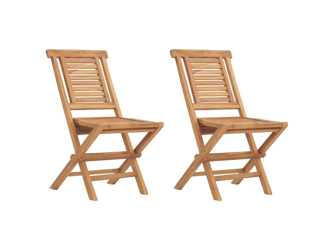 Maison Exclusive - Conjunto De 2 Cadeiras Dobráveis Em Madeira Maciça De Teca, 47x63x90 Cm.