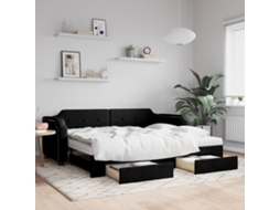 Vidaxl Sofá-cama Com Gavetão E Gavetas 80x200 Cm Tecido Preto