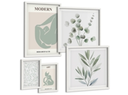 Quadros Decorativos Para Parede Ondas Abstratas Em Bege Moldura Branca Imagens Para Um Quarto Infantil Espelharte (conjunto De 5 Imagens)