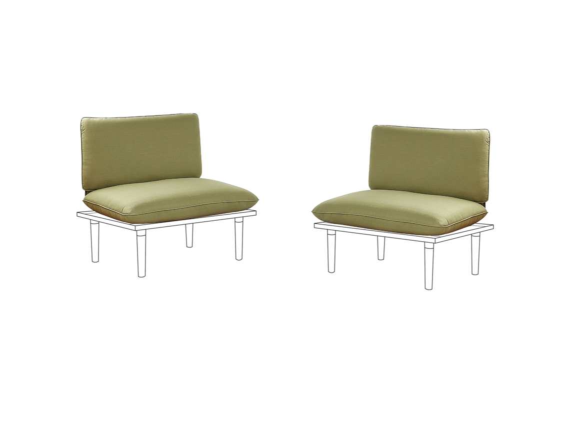 Conjunto De Capas Para Almofadas De Exterior Beliani Frascati De Poliéster Verde-oliva 75x40x10