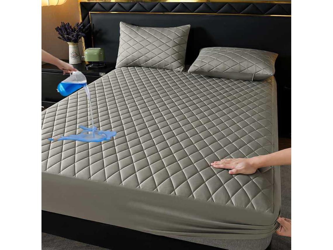 Lençol Com Elástico Impermeável,90x200cm, Protetor De Colchão Antiderrapante, Adequado Para Uso Doméstico E No Quarto Cinza Claro Hexinyigjly