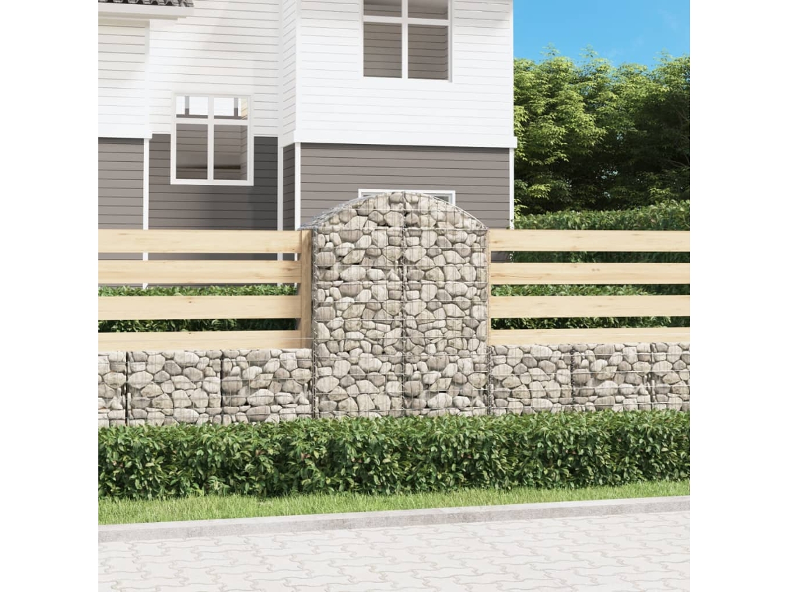 Vidaxl Cesto Gabião Arqueado 100x50x140/160 Cm Ferro Galvanizado