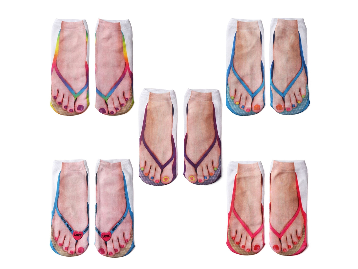 Meias com Estampa de Manicure e Chinelos, 3D, Personalizadas, Curtas, S/MARCA