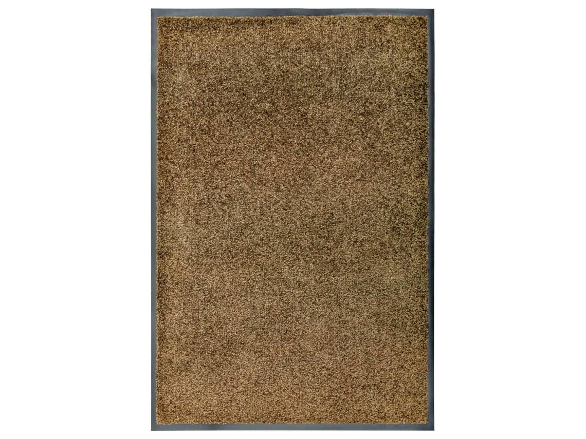 Vidaxl Tapete De Porta Lavável 60x90 Cm Castanho