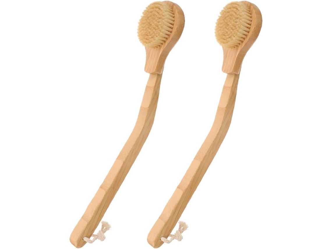 Lurelia Conjunto De 2 Buchas Vegetais De Banho Para Duche, Bucha Vegetal, Cabo Longo E Cerdas Macias, Uso Diário Confortável