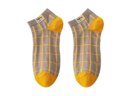 2026 calcetines Hombre Cortos Antideslizantes de Algodón Con Estampado de Cuadros Gruesos Elásticos Sin Olor para Ocasiones Varias