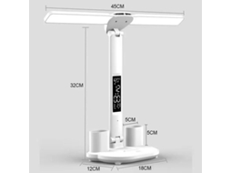 Luminária De Mesa Led Com Relógio E Duas Cabeças De Lâmpada Giratórias Em 180°, Carregamento Usb E Intensidade De Luz Ajustável.
