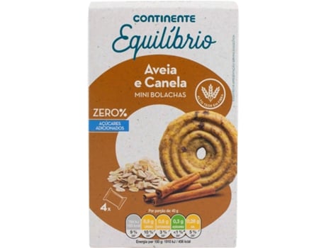Bolachas Aveia e Canela CONTINENTE EQUILÍBRIO emb. 160 gr