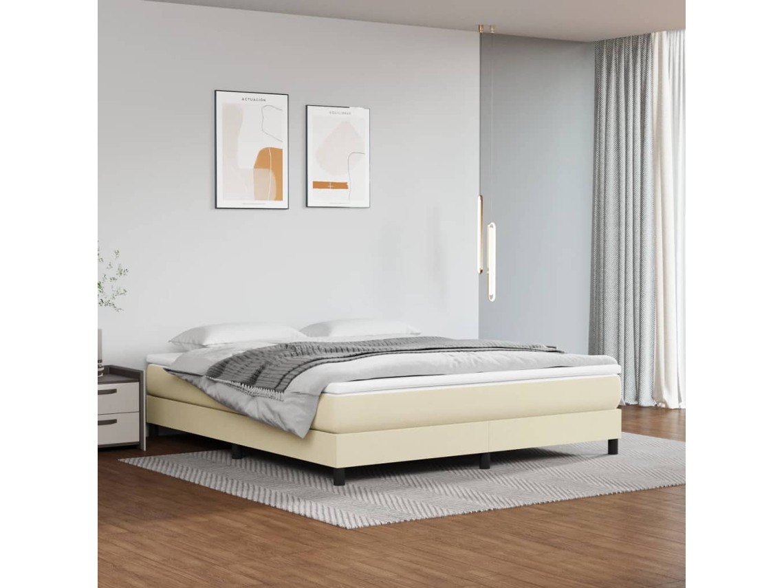 Vidaxl Colchão De Molas Ensacadas Firmeza Média 160x200x20 Cm Couro Artificial Creme