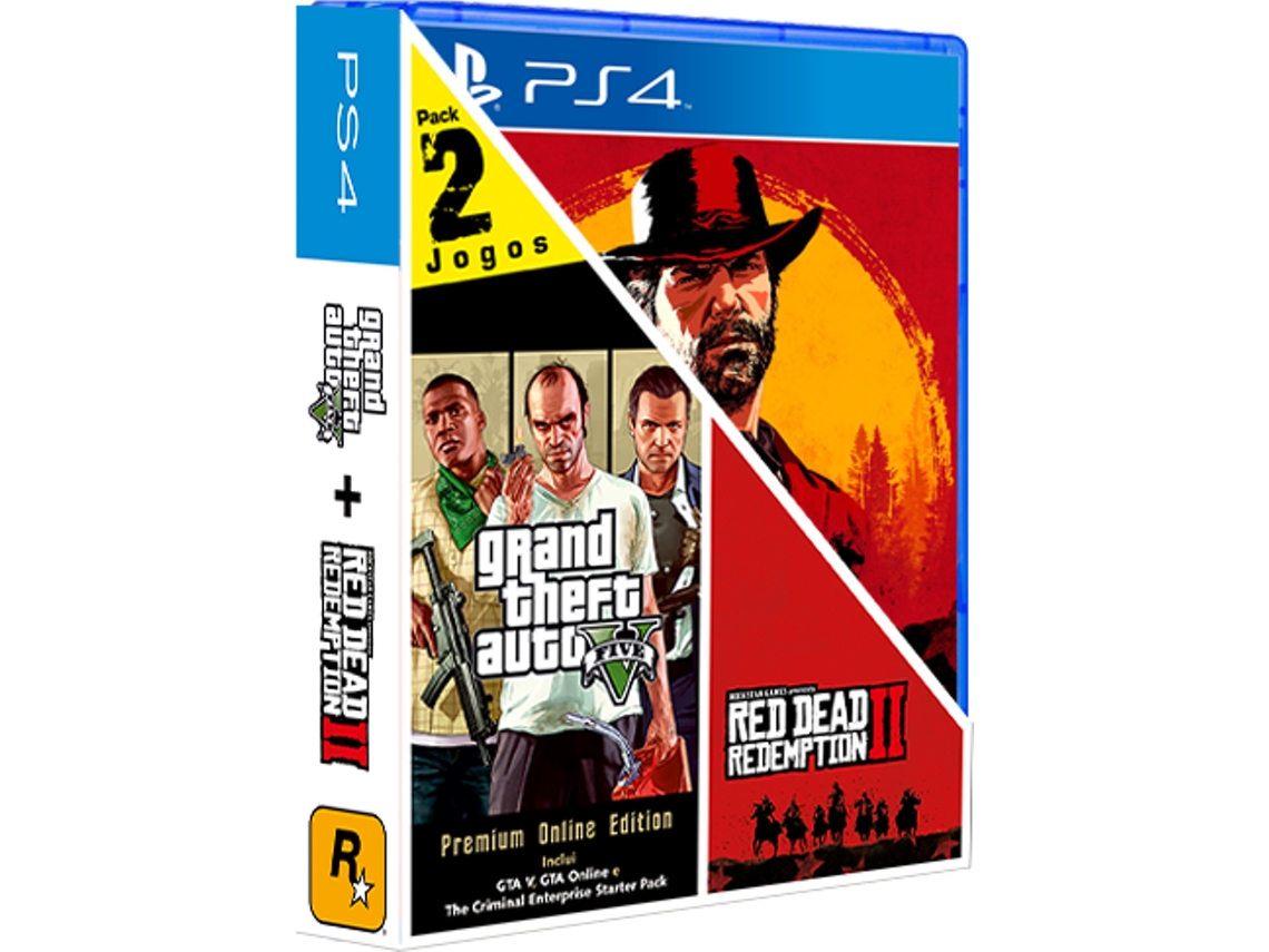 Pack 2 Jogos PS4 GTA V + Red Redemption 2 (Double Pack Edition)