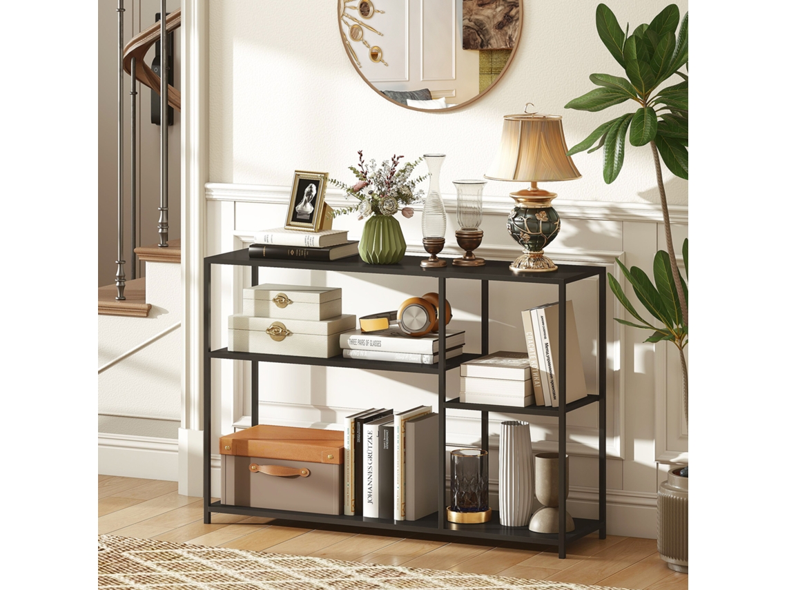 4 Tier Steel Frame Console Table Hallway Living Room Black