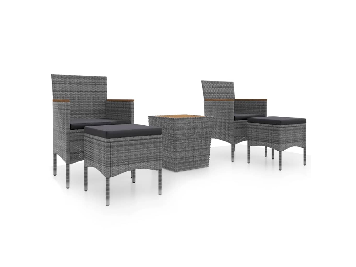 Maison Exclusive - 5 Pcs Conjunto Bistrô De Jardim Vime Pe/acácia Maciça Cinzento